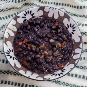 A bowl of Mexican style black beans.