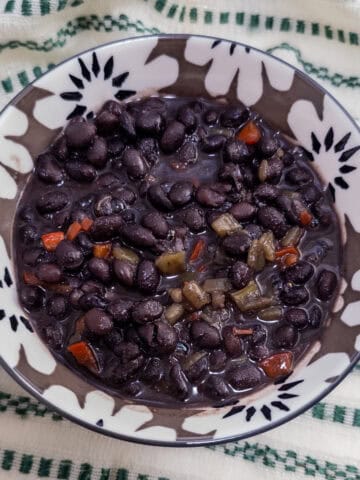 A bowl of Mexican style black beans.